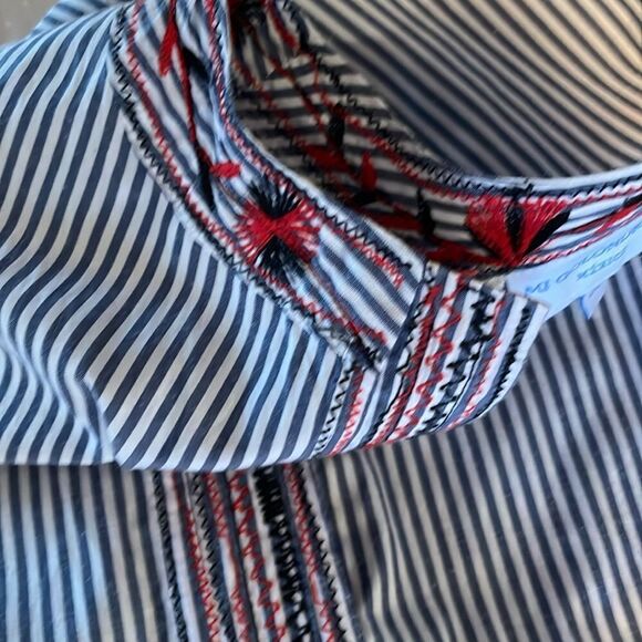 Mi Golondrina Hand Embroidered Striped Blouse Size Medium - Picture 11 of 11